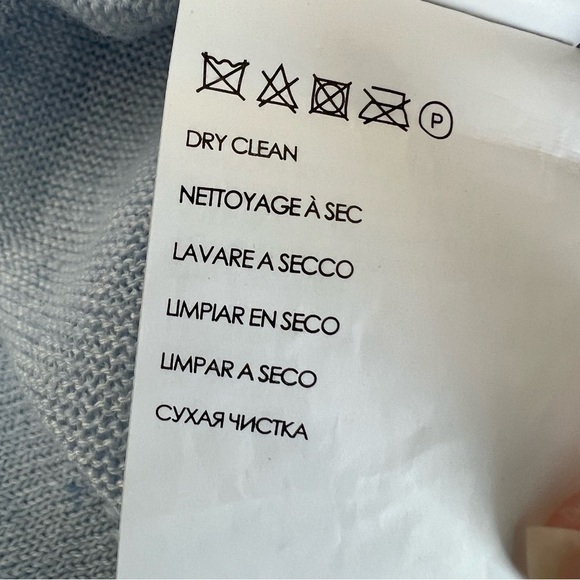 Club Monaco Lana Linen Blend Sweater Blue Button Cuff Rolled Neck Coastal SP - Picture 13 of 14